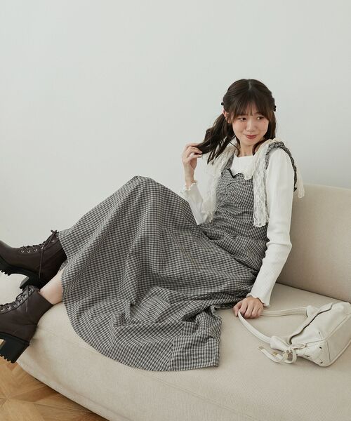 MAJESTIC LEGON（マジェスティックレゴン）の「【WEB限定XSサイズあり】2wayリボンチェックワンピース（ワンピース・レディース・ブラック系その他/ブラウン系その他2/ベージュ系その他2・MEDIUM/SMALL/X-SMALL）」の17枚目の写真