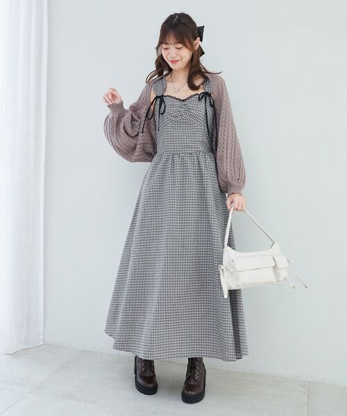 MAJESTIC LEGON（マジェスティックレゴン）の「【WEB限定XSサイズあり】2wayリボンチェックワンピース（ワンピース・レディース・ブラック系その他/ブラウン系その他2/ベージュ系その他2・MEDIUM/SMALL/X-SMALL）」の15枚目の写真