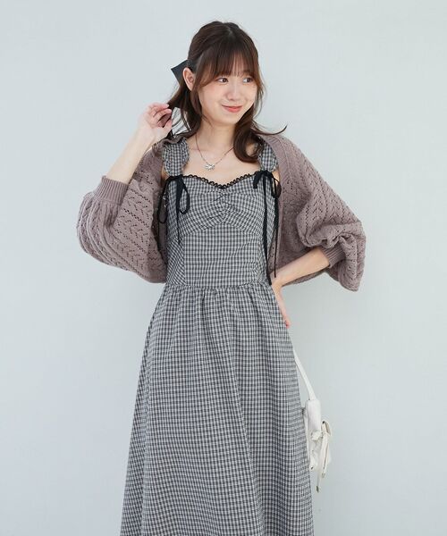 MAJESTIC LEGON（マジェスティックレゴン）の「【WEB限定XSサイズあり】2wayリボンチェックワンピース（ワンピース・レディース・ブラック系その他/ブラウン系その他2/ベージュ系その他2・MEDIUM/SMALL/X-SMALL）」の14枚目の写真