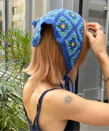 HIKA（ヒカ）の「【HIKA】カギ編み花モチーフバブーシュカ（ヘアバンド）」