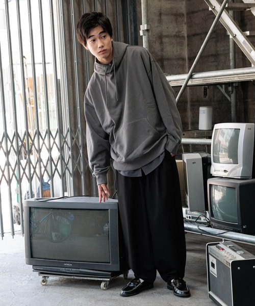 niko and...（ニコアンド）の「16/-OE USA COTTON BIG PARKA　/ USAコットン裏毛フードパーカー（パーカー・メンズ・ライトグレー/グリーン/チャコール・MEDIUM/BIG(L)）」の4枚目の写真