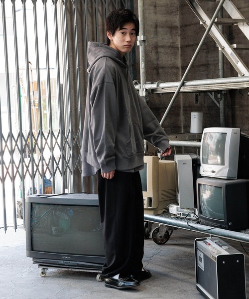 niko and...（ニコアンド）の「16/-OE USA COTTON BIG PARKA　/ USAコットン裏毛フードパーカー（パーカー・メンズ・ライトグレー/グリーン/チャコール・MEDIUM/BIG(L)）」の5枚目の写真