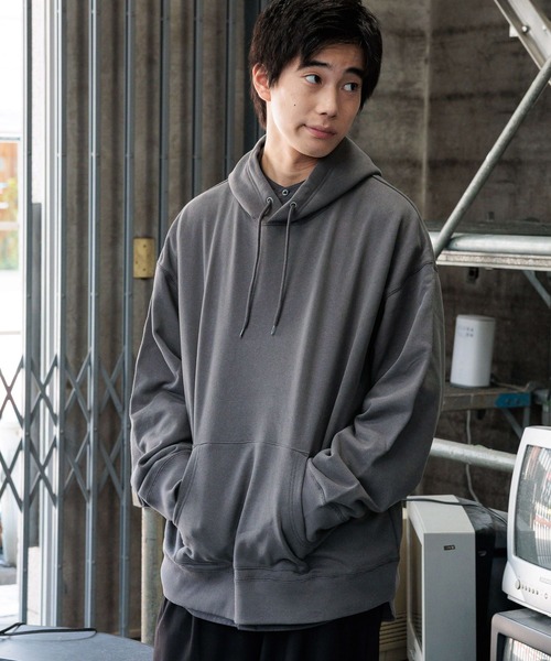 niko and...（ニコアンド）の「16/-OE USA COTTON BIG PARKA　/ USAコットン裏毛フードパーカー（パーカー・メンズ・ライトグレー/グリーン/チャコール・MEDIUM/BIG(L)）」の6枚目の写真