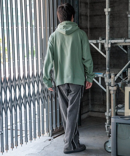 niko and...（ニコアンド）の「16/-OE USA COTTON BIG PARKA　/ USAコットン裏毛フードパーカー（パーカー・メンズ・ライトグレー/グリーン/チャコール・MEDIUM/BIG(L)）」の9枚目の写真