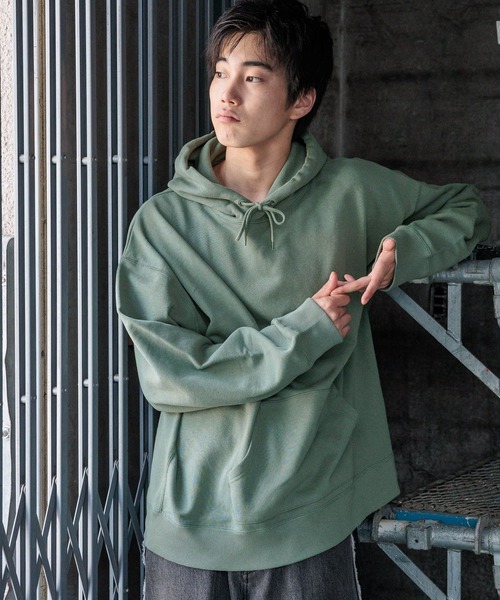 niko and...（ニコアンド）の「16/-OE USA COTTON BIG PARKA　/ USAコットン裏毛フードパーカー（パーカー・メンズ・ライトグレー/グリーン/チャコール・MEDIUM/BIG(L)）」の12枚目の写真