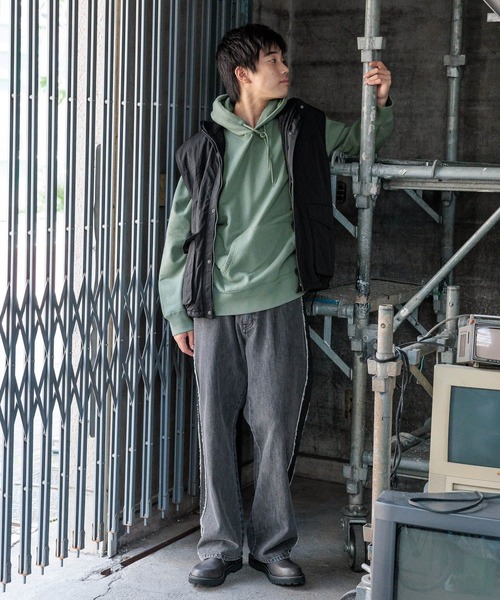 niko and...（ニコアンド）の「16/-OE USA COTTON BIG PARKA　/ USAコットン裏毛フードパーカー（パーカー・メンズ・ライトグレー/グリーン/チャコール・MEDIUM/BIG(L)）」の13枚目の写真