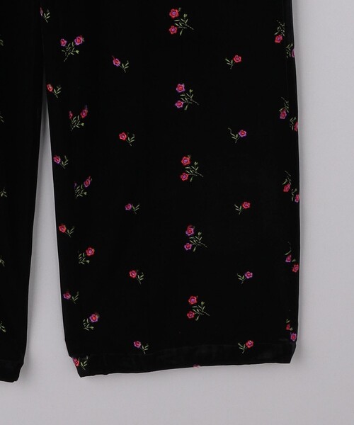 えきこ TICCA 花柄刺繍 フラワーエンブロイダリーベロアパンツ TICCA＞フラワーエンブロイダリー ベロアパンツ