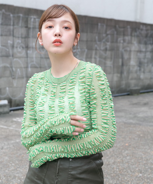 KBF（ケイビーエフ）の「シャーリングコンパクトニット（ニット/セーター・レディース・ブラック系その他/グリーン系その他/レッド系その他・ONE）」の3枚目の写真