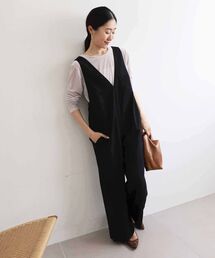 le.coeur blanc | ヘリンボーン柄Vネックサロペット(サロペット/オーバーオール)