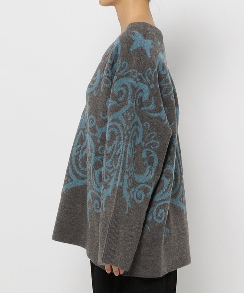 HARE（ハレ）の「マルチWAYガラVネックニット(HARE)（ニット/セーター・レディース・グレー/ブラック・FREE）」の3枚目の写真