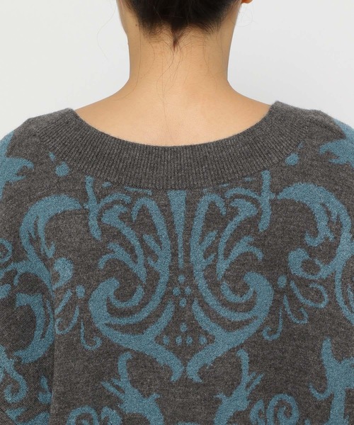 HARE（ハレ）の「マルチWAYガラVネックニット(HARE)（ニット/セーター・レディース・グレー/ブラック・FREE）」の5枚目の写真