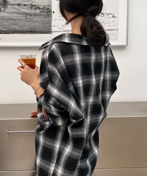セール】かすれチェック柄ゆったりシャツ（シャツ/ブラウス）｜LADY