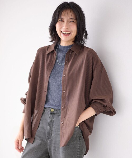 ANY(エニィ)の「シアーシャツ(シャツ/ブラウス・レディース・ダークブラウン系1/グレー系1/ダークブラウン系/グレー系・F)」の12枚目の写真