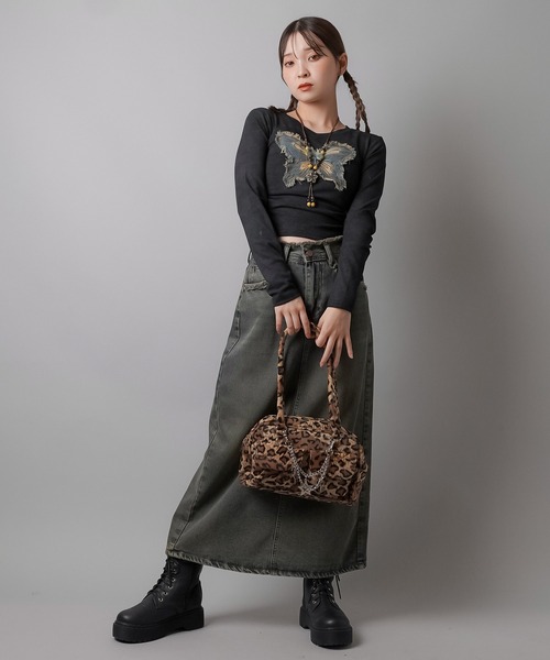 SPINNS（スピンズ）の「チェーンストラップ付き 2ポケットレオパードファーボストンバッグ（ボストンバッグ・レディース・ブラウン系その他/グレー系その他・ONESIZE）」の12枚目の写真