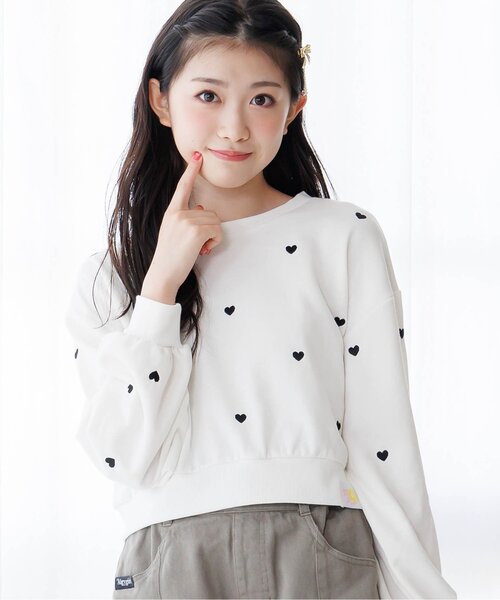 algy（アルジー）の「ノアコラボ ハートシシュウトレーナー（スウェット・キッズ・ピンク/オフホワイト/ブラック・XX-SMALL/X-SMALL/MEDIUM/SMALL）」の2枚目の写真