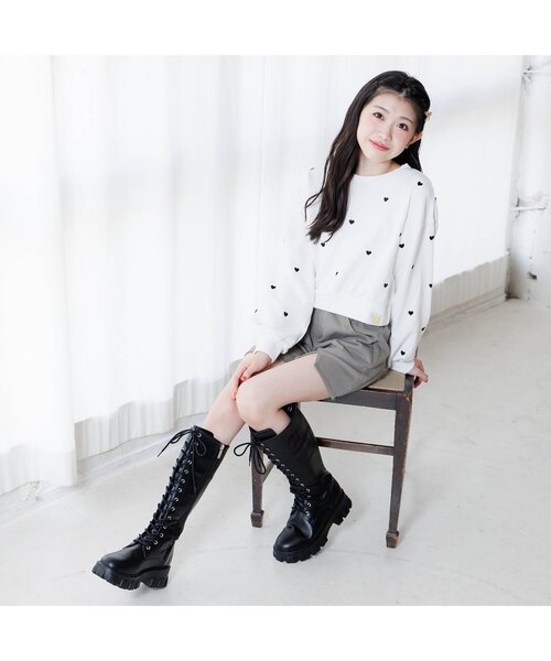 algy（アルジー）の「ノアコラボ ハートシシュウトレーナー（スウェット・キッズ・ピンク/オフホワイト/ブラック・XX-SMALL/X-SMALL/MEDIUM/SMALL）」の8枚目の写真