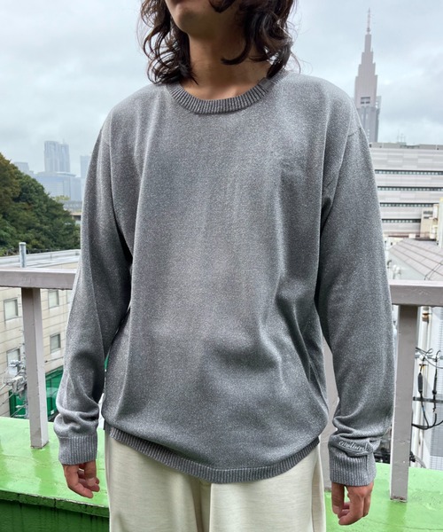 SUPERTHANKS(スーパーサンクス)の「ミックスニットカット ロングTシャツ/Glitter mix long-sleeve knit(ニット/セーター・メンズ・クリーム/グレー/ブラック・S/M/L)」の15枚目の写真