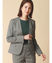 SUIT SQUARE（スーツスクエア）の「ジャケット Vカラー ウォッシャブル ストレッチ ライトミルドバスケット 織柄（スーツジャケット）」