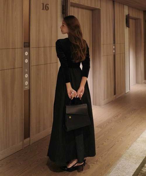 Reinaさんコラボ ] 選べる2タイプ ベロアドッキングワンピース