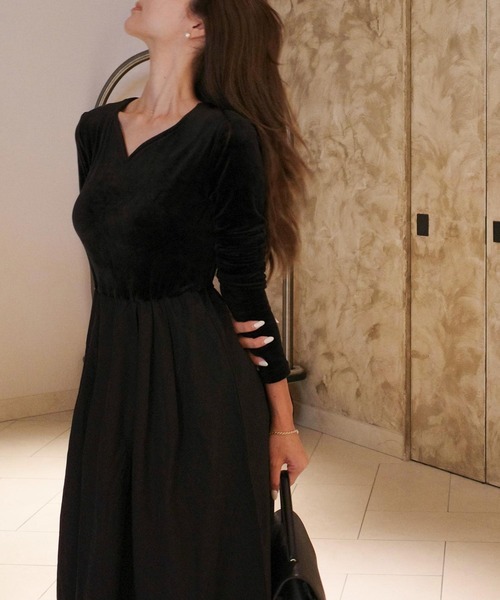 Reinaさんコラボ ] 選べる2タイプ ベロアドッキングワンピース