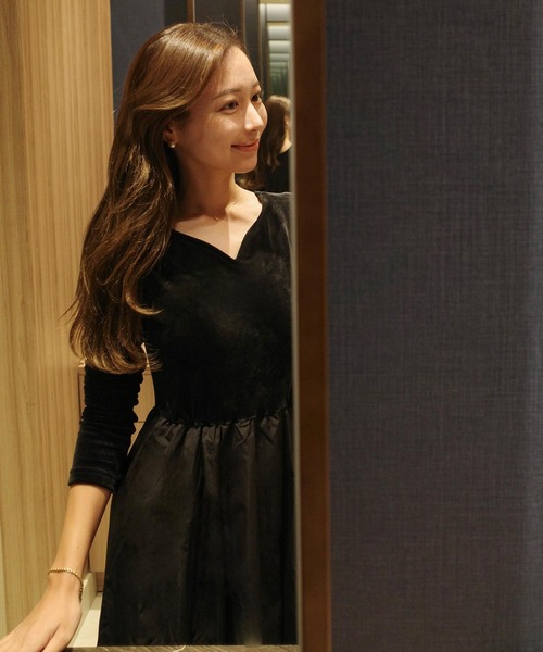 Reinaさんコラボ ] 選べる2タイプ ベロアドッキングワンピース