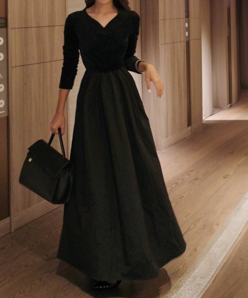 Reinaさんコラボ ] 選べる2タイプ ベロアドッキングワンピース