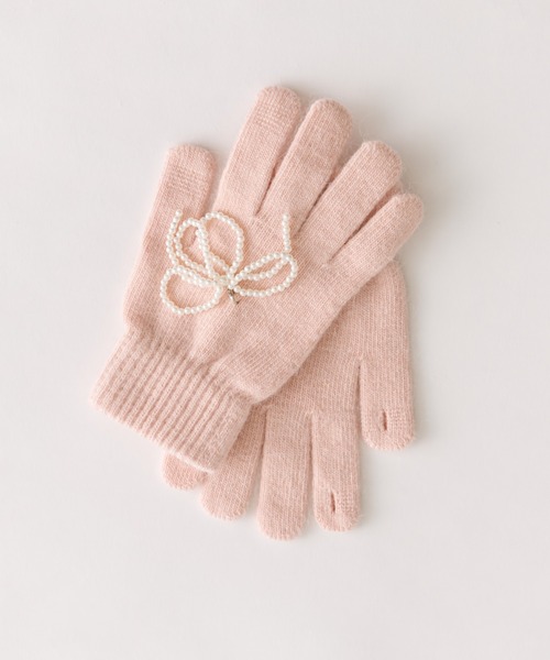 OLIVE des OLIVE(オリーブデオリーブ)の「パールリボンチャームグローブ(その他小物・レディース・アイボリー/グレー/ピンク・FREE)」の3枚目の写真