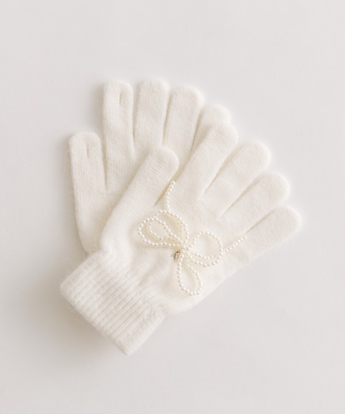 OLIVE des OLIVE(オリーブデオリーブ)の「パールリボンチャームグローブ(その他小物・レディース・アイボリー/グレー/ピンク・FREE)」の1枚目の写真