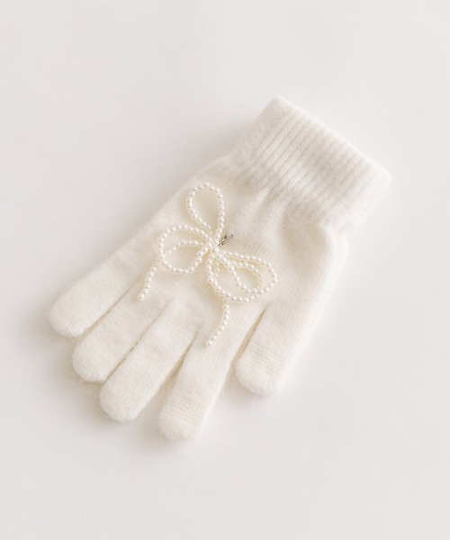 OLIVE des OLIVE(オリーブデオリーブ)の「パールリボンチャームグローブ(その他小物・レディース・アイボリー/グレー/ピンク・FREE)」の7枚目の写真