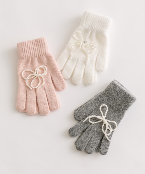 OLIVE des OLIVE(オリーブデオリーブ)の「パールリボンチャームグローブ(その他小物・レディース・アイボリー/グレー/ピンク・FREE)」の4枚目の写真