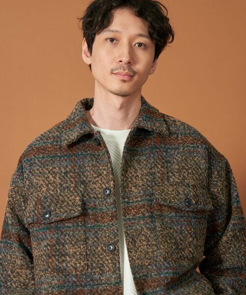 THE SHOP TK （ザ ショップ ティーケー ）の「◆チェック柄ツイードライクCPOジャケット（ブルゾン・メンズ・ダークブラウン系4/ブルー系その他6・04/03/02）」の4枚目の写真