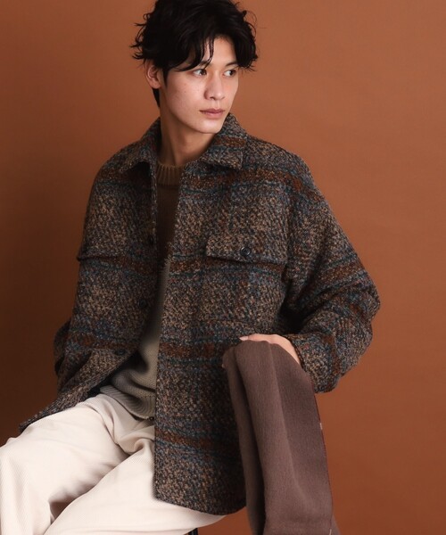 THE SHOP TK （ザ ショップ ティーケー ）の「◆チェック柄ツイードライクCPOジャケット（ブルゾン・メンズ・ダークブラウン系4/ブルー系その他6・04/03/02）」の8枚目の写真