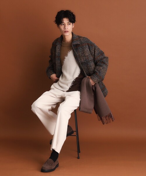 THE SHOP TK （ザ ショップ ティーケー ）の「◆チェック柄ツイードライクCPOジャケット（ブルゾン・メンズ・ダークブラウン系4/ブルー系その他6・04/03/02）」の9枚目の写真