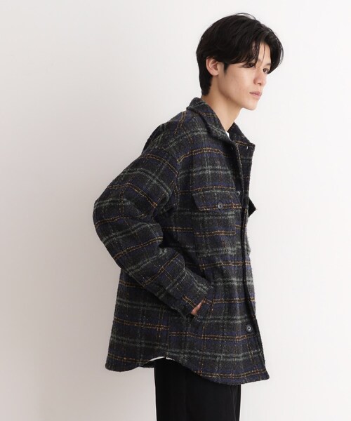 THE SHOP TK （ザ ショップ ティーケー ）の「◆チェック柄ツイードライクCPOジャケット（ブルゾン・メンズ・ダークブラウン系4/ブルー系その他6・04/03/02）」の18枚目の写真