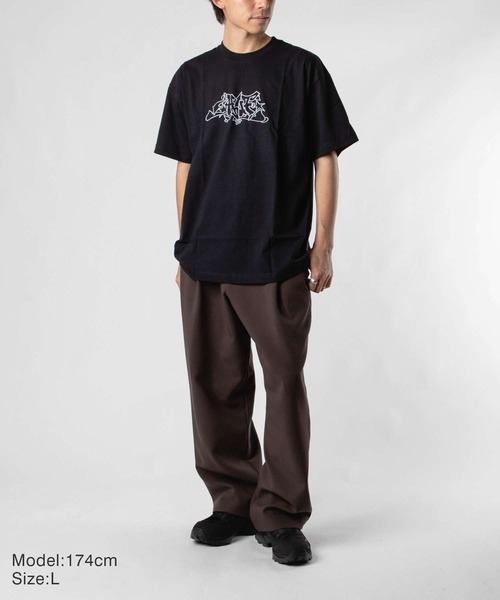 HUF OUTLINE EMB. SS TEE ハフ アウトラインエンブロイド プリント 半袖Ｔシャツ（Tシャツ/カットソー）｜HUF（ハフ）