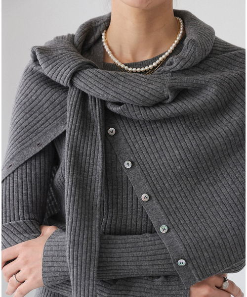 イタリア糸 RIB Vネックカーディガン