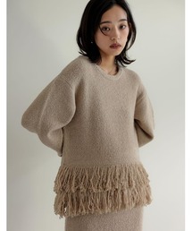 Re:EDIT | [2024-25 WINTER PRE ORDER]ブークレ裾フリンジニットトップス(ニット/セーター)