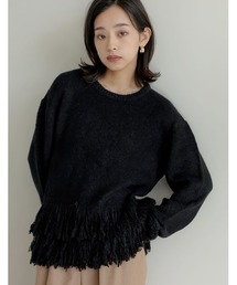 [2024-25 WINTER COLLECTION]ブークレ裾フリンジニットトップス