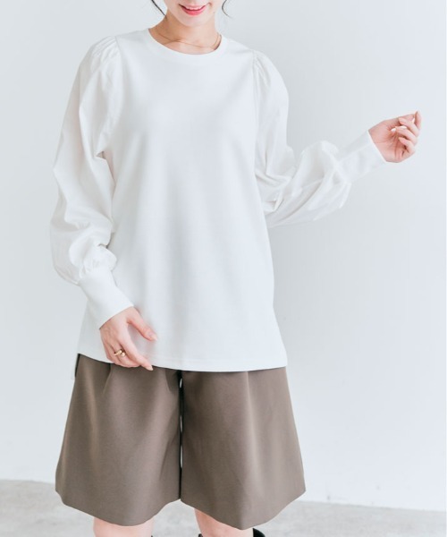 kirakiraShop(キラキラショップ)の「異素材MIX ダンボール プルオーバー(シャツ/ブラウス・レディース・オフホワイト/ネイビー/ブラック・L/M)」の7枚目の写真