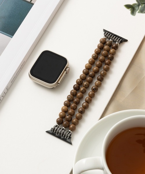 emonique(エモニーク)の「スマートウォッチバンド Apple Watch バンド 木製【38/40/41/42/44/45/49mm対応】(デジタル腕時計・レディース・ブラウン/ダークブラウン・42/38)」の2枚目の写真