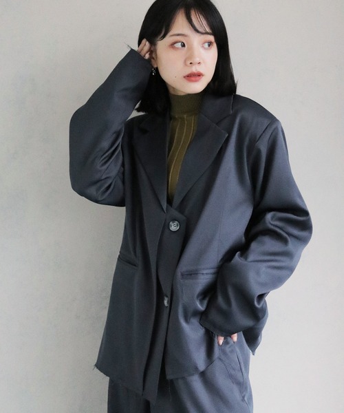 cheriella（シェリエラ）の「【cheriella】カットオフアシンメトリー ルーズジャケット CUTOFF ASYMMETRIC LOOSE JACKET（テーラードジャケット・レディース・ブラック/グレイッシュベージュ/チャコールグレー・M）」の11枚目の写真