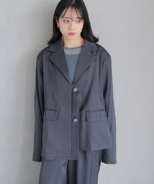 cheriella（シェリエラ）の「【cheriella】カットオフアシンメトリー ルーズジャケット CUTOFF ASYMMETRIC LOOSE JACKET（テーラードジャケット・レディース・ブラック/グレイッシュベージュ/チャコールグレー・M）」の10枚目の写真