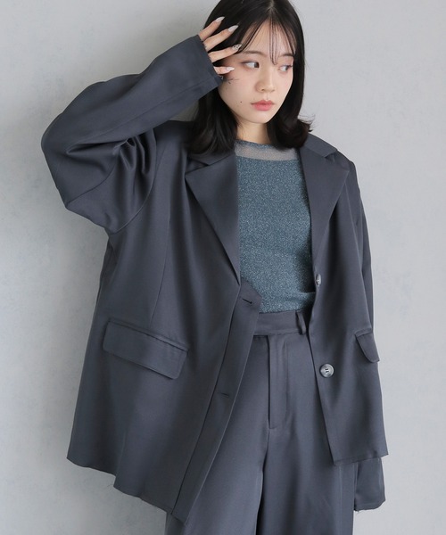cheriella（シェリエラ）の「【cheriella】カットオフアシンメトリー ルーズジャケット CUTOFF ASYMMETRIC LOOSE JACKET（テーラードジャケット・レディース・ブラック/グレイッシュベージュ/チャコールグレー・M）」の12枚目の写真