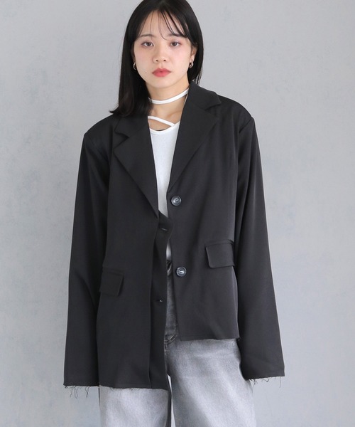 cheriella（シェリエラ）の「【cheriella】カットオフアシンメトリー ルーズジャケット CUTOFF ASYMMETRIC LOOSE JACKET（テーラードジャケット・レディース・ブラック/グレイッシュベージュ/チャコールグレー・M）」の16枚目の写真