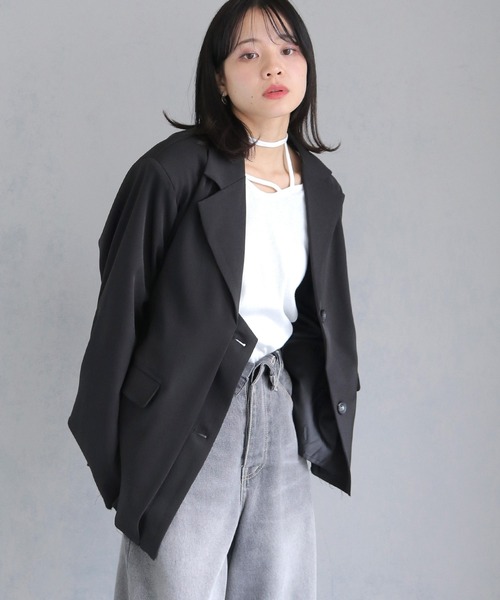 cheriella（シェリエラ）の「【cheriella】カットオフアシンメトリー ルーズジャケット CUTOFF ASYMMETRIC LOOSE JACKET（テーラードジャケット・レディース・ブラック/グレイッシュベージュ/チャコールグレー・M）」の14枚目の写真