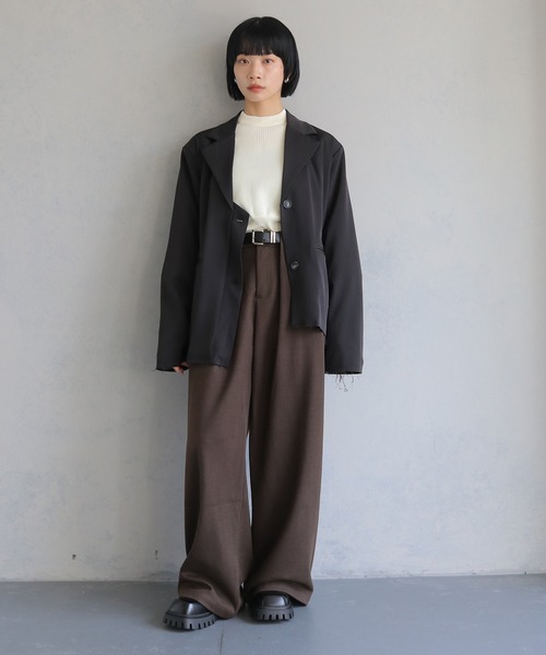 cheriella（シェリエラ）の「【cheriella】カットオフアシンメトリー ルーズジャケット CUTOFF ASYMMETRIC LOOSE JACKET（テーラードジャケット・レディース・ブラック/グレイッシュベージュ/チャコールグレー・M）」の8枚目の写真