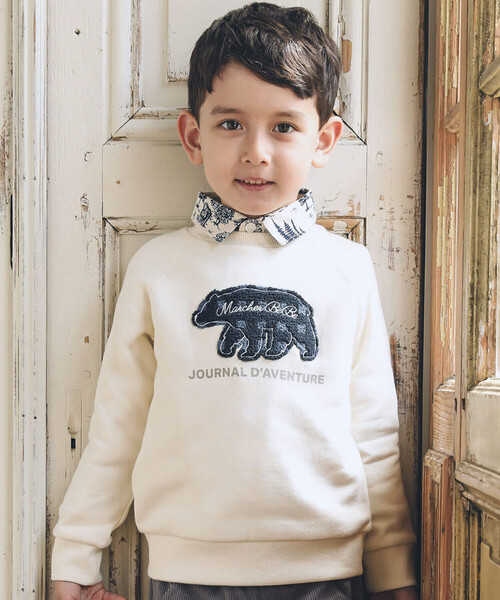 【セール】裏起毛チェックベアーパッチラグラントレーナー(80~150cm)（スウェット）｜BeBe（ベベ） 6,160円