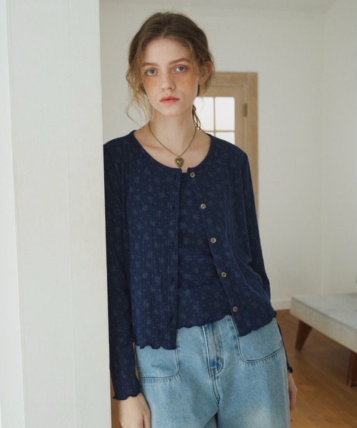 idem(イデム)の「flower ensemble cardigan/フラワーアンサンブルカーディガン(アンサンブル・レディース・ナチュラル/ネイビー・FREE)」の17枚目の写真