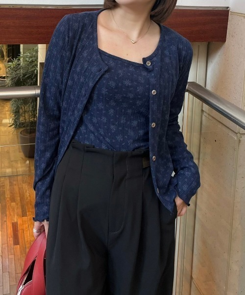 idem(イデム)の「flower ensemble cardigan/フラワーアンサンブルカーディガン(アンサンブル・レディース・ナチュラル/ネイビー・FREE)」の12枚目の写真