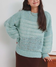 titivate（ティティベイト）の「ウールブレンド透かし編みミックスニット（ニット/セーター）」